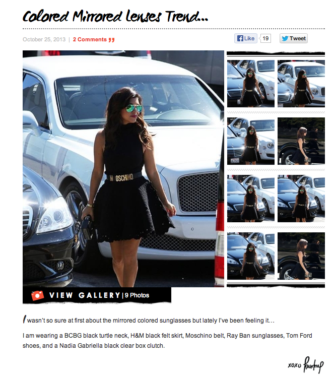 Kourtney Kardashian - Lunettes de soleil aux verres miroirs