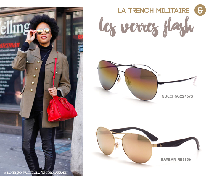 FWL look militaire lunette de soleil verres flash