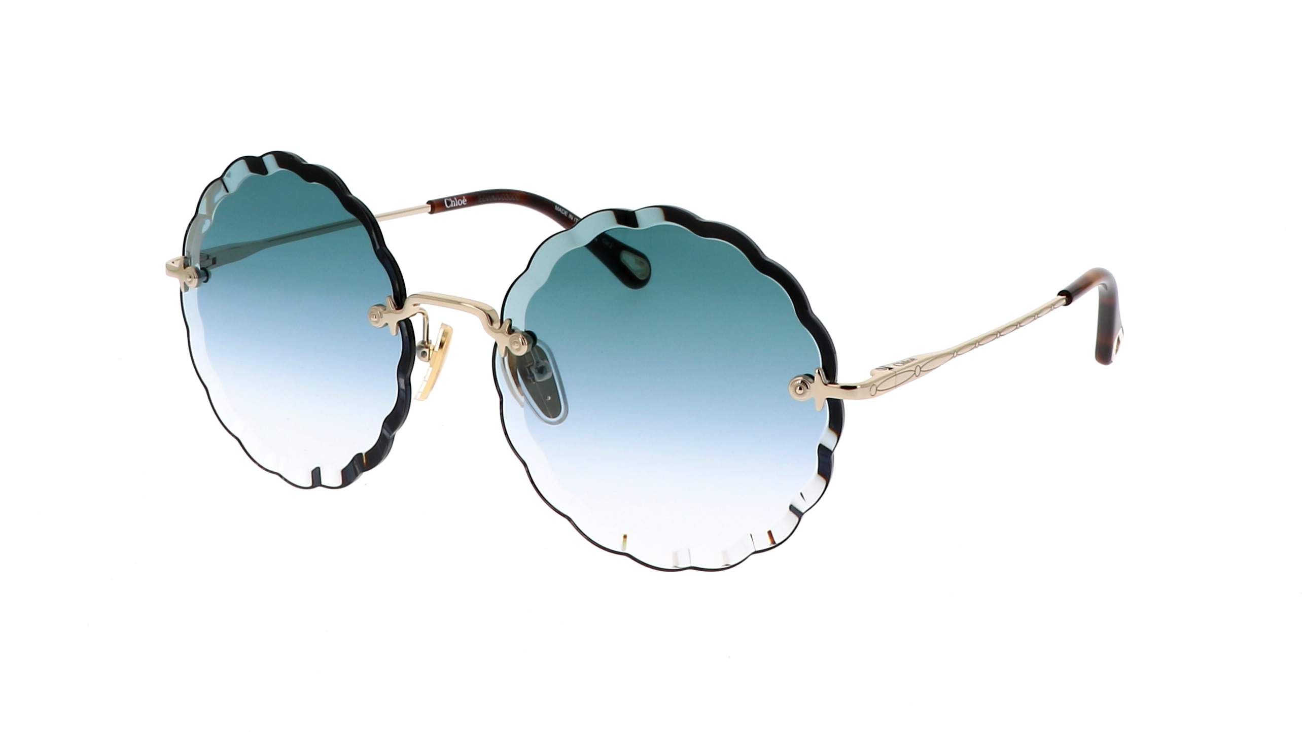 Chloé Rosie doré avec verres bleus clairs, look moderne