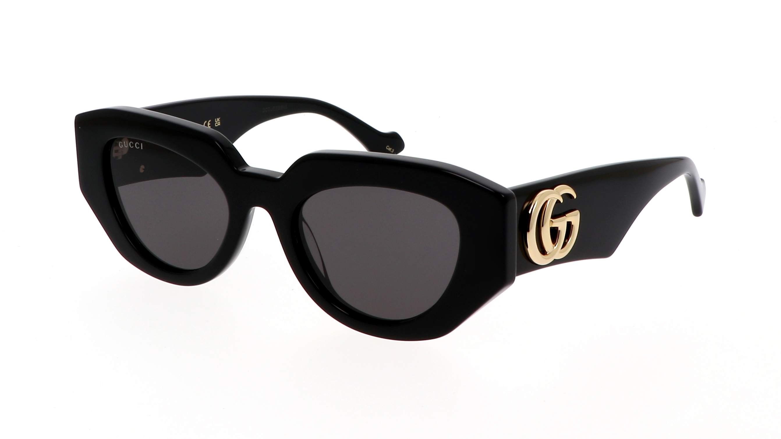 Lunettes de soleil Gucci GG1421S 001 papillon noires et dorées