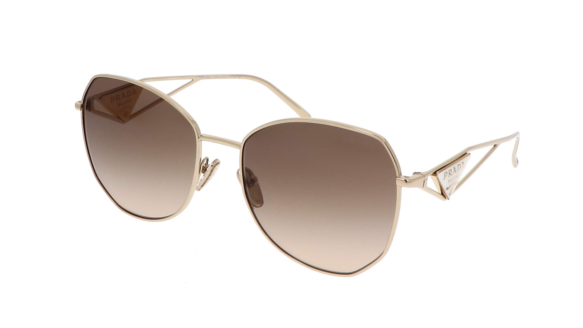 Prada PR 57YS ZVN-3D0 57-18 lunettes de soleil métal doré verres brun rosé